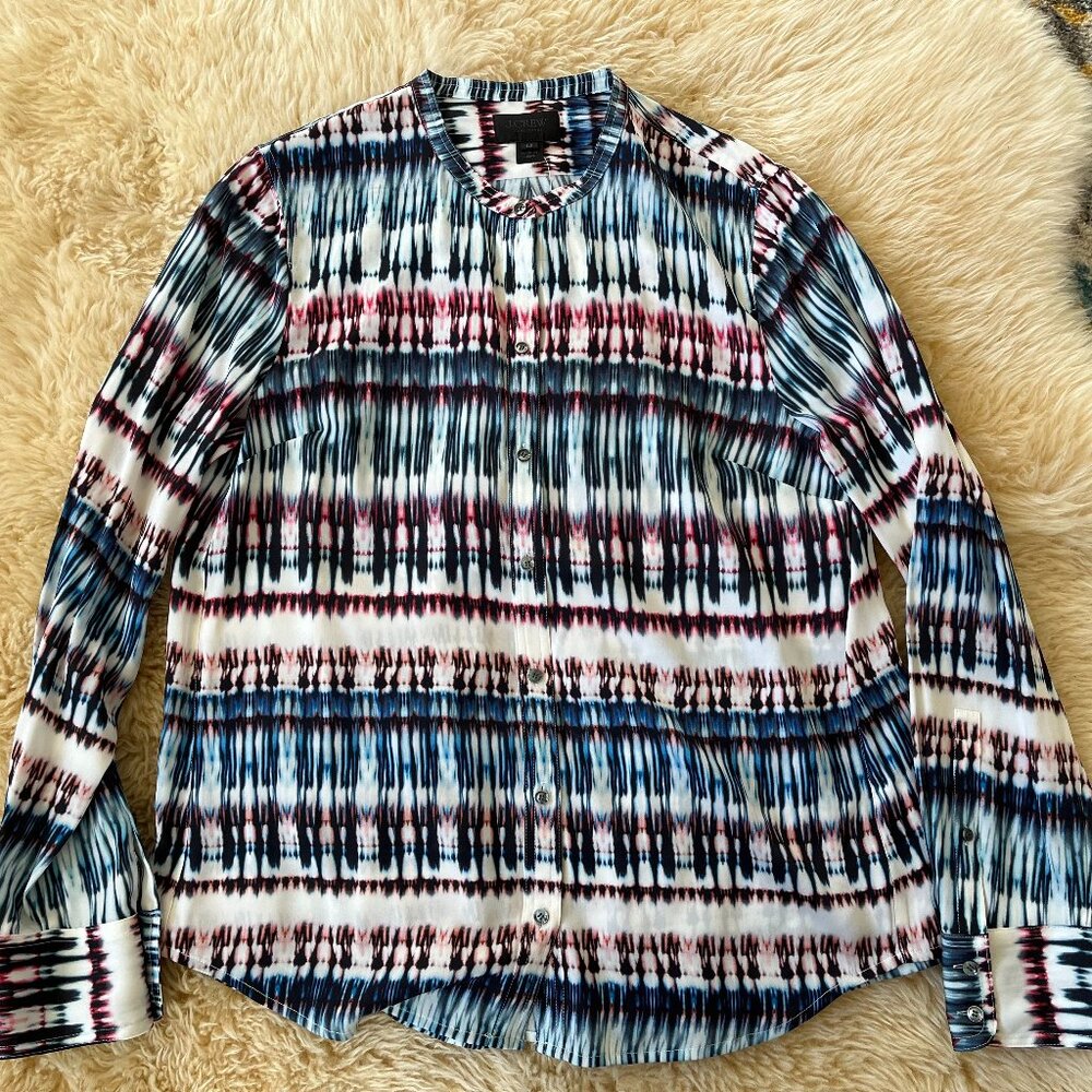 NWT J.Crew Collection Silk Top in Tie-Dye Print, sz 12
